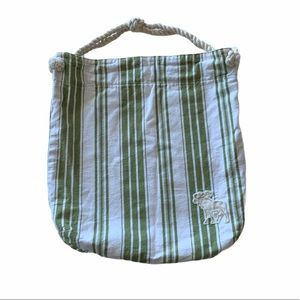 Abercrombie green & white shoulder beach  bag